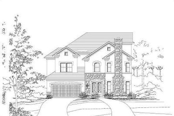 Exterior - Front Elevation for European House Plan #411-353 - 3 bed, 3.5 bath