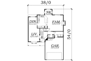 Floor Plan - Main Floor for Traditional House Plan #130-106 - 3 bed, 2.5 bath