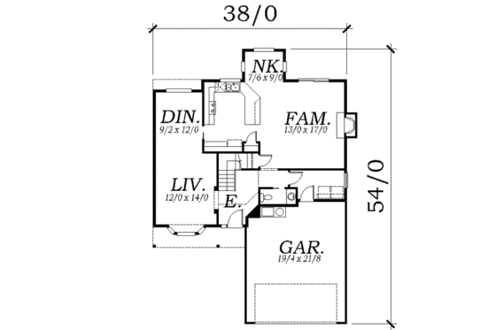 Floor Plan - Main Floor for Traditional House Plan #130-106 - 3 bed, 2.5 bath