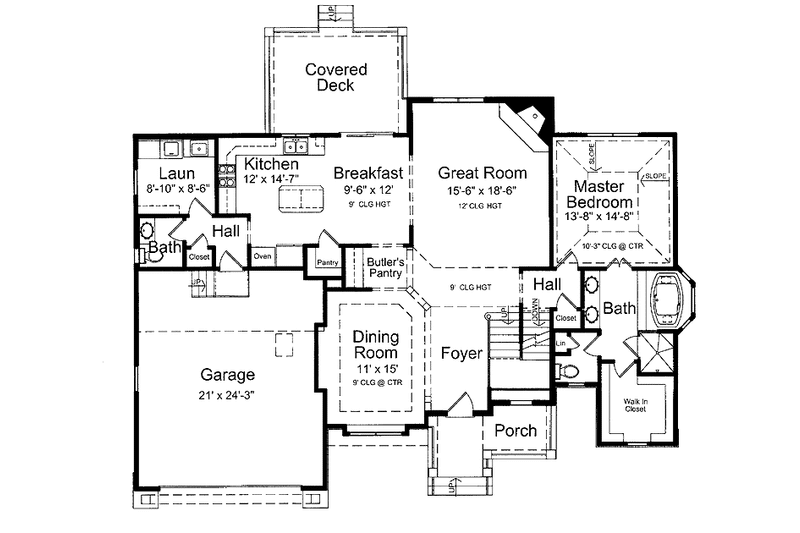 Dream House Plan - Floor Plan - Main Floor for Country House Plan #46-793 - 4 bed, 2.5 bath