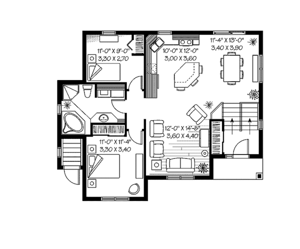 Architectural House Design - Traditional Floor Plan - Main Floor Plan #23-2439