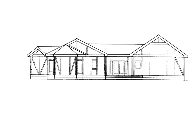 Home Plan - Exterior - Rear Elevation for European House Plan #60-924 - 2 bed, 2 bath