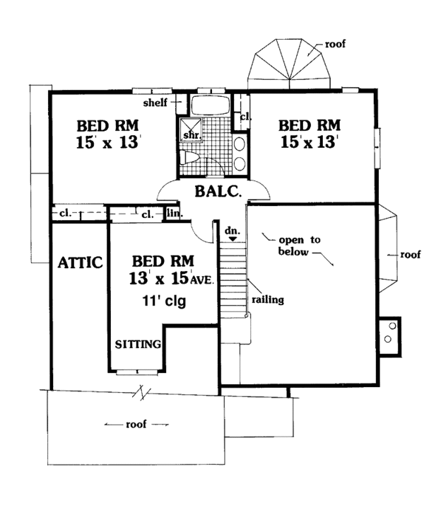Traditional Floor Plan - Upper Floor Plan #3-306