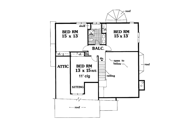 Dream House Plan - Floor Plan - Upper Floor for Traditional House Plan #3-306 - 4 bed, 2.5 bath