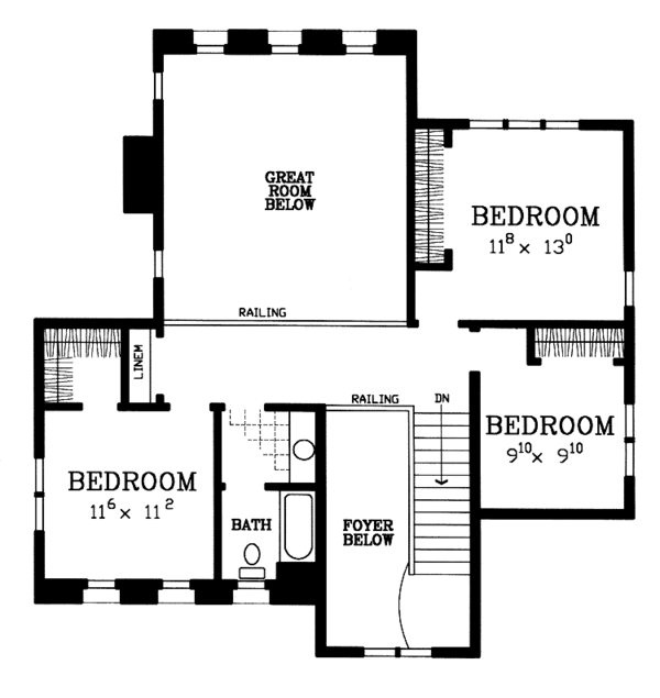 Dream House Plan - Mediterranean Floor Plan - Upper Floor Plan #72-1119