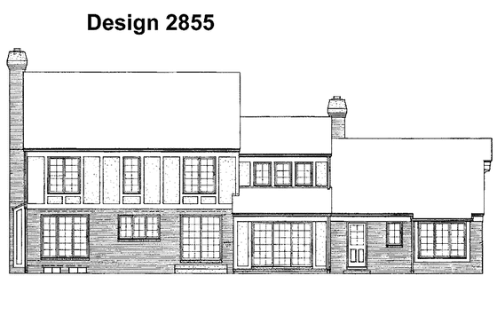 Exterior - Rear Elevation for Tudor House Plan #72-755 - 4 bed, 2 bath