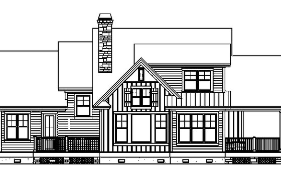 Exterior - Rear Elevation 3 for Craftsman House Plan #929-933 - 3 bed, 3 bath