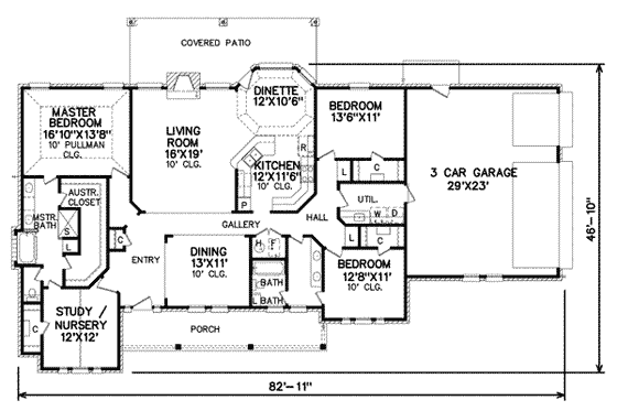 Floor Plan - Main Floor for Traditional House Plan #65-296 - 3 bed, 2 bath