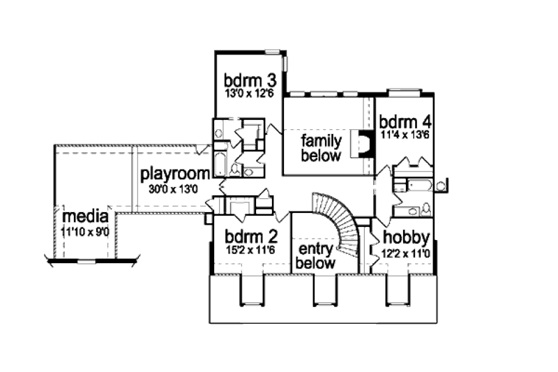 Home Plan - Floor Plan - Upper Floor for Country House Plan #84-432 - 4 bed, 3.5 bath
