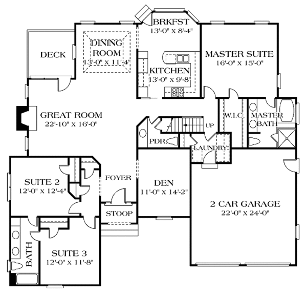 Architectural House Design - Traditional Floor Plan - Main Floor Plan #453-485
