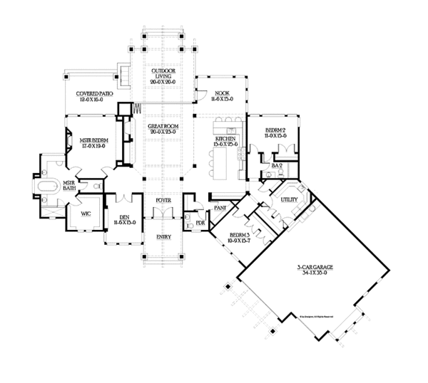 House Plan Design - Craftsman Floor Plan - Main Floor Plan #132-548