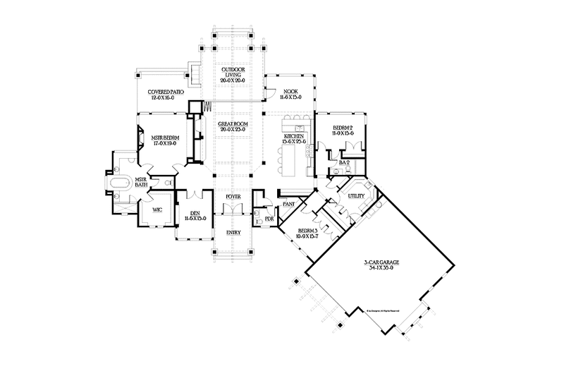 Home Plan - Floor Plan - Main Floor for Craftsman House Plan #132-548 - 3 bed, 2.5 bath