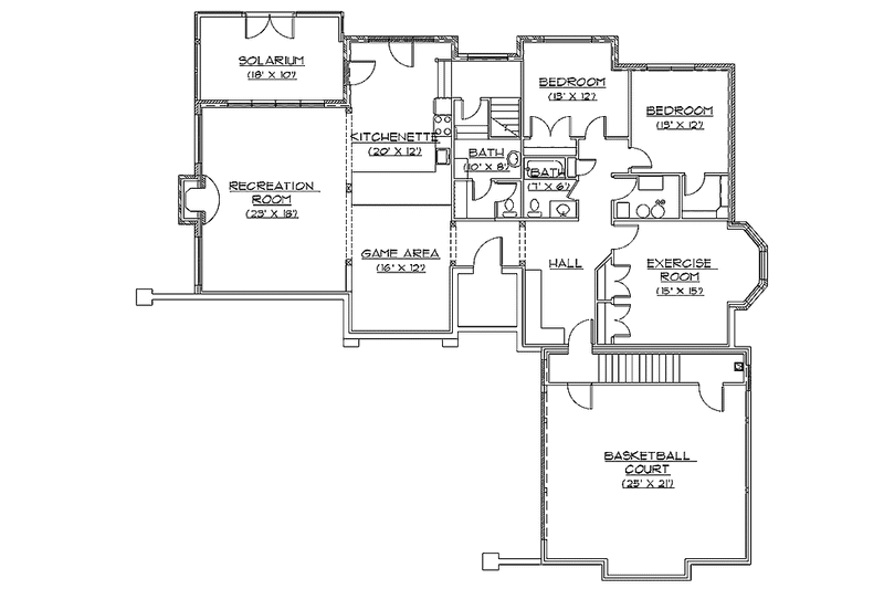 Home Plan - Floor Plan - Lower Floor for Contemporary House Plan #945-22 - 4 bed, 3.5 bath