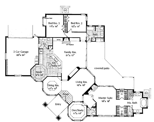 House Plan Design - Mediterranean Floor Plan - Main Floor Plan #417-453