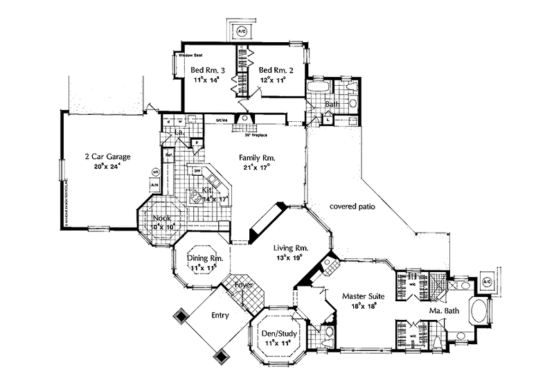 Home Plan - Floor Plan - Main Floor for Mediterranean House Plan #417-453 - 3 bed, 2.5 bath