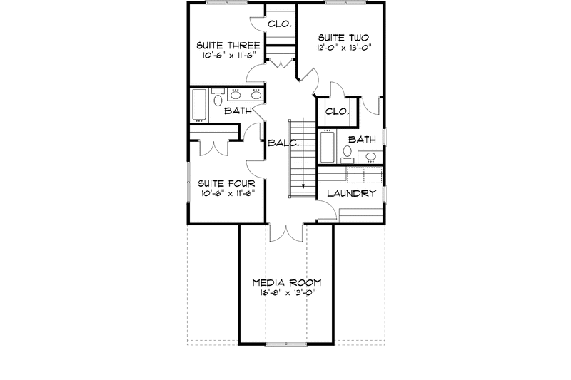 Home Plan - Floor Plan - Upper Floor for Tudor House Plan #413-907 - 4 bed, 3.5 bath