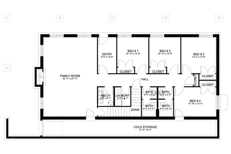 Dream House Plan - Floor Plan - Lower Floor for Cabin House Plan #1060-355 - 2 bed, 2 bath