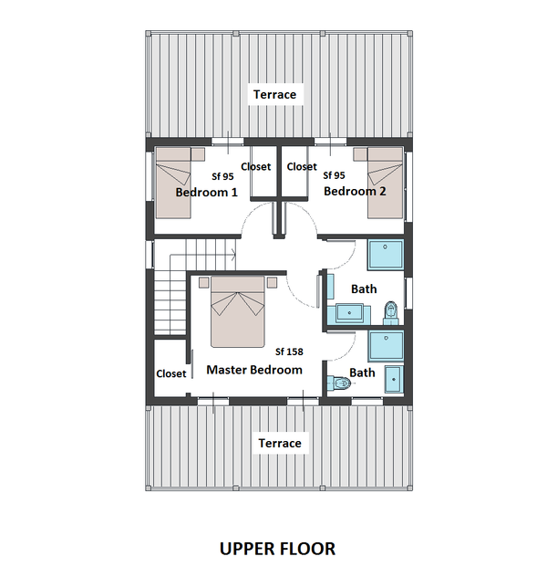 Contemporary Floor Plan - Upper Floor Plan #542-23