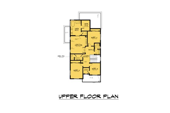 Floor Plan - Upper Floor for Contemporary House Plan #1066-234 - 5 bed, 3 bath