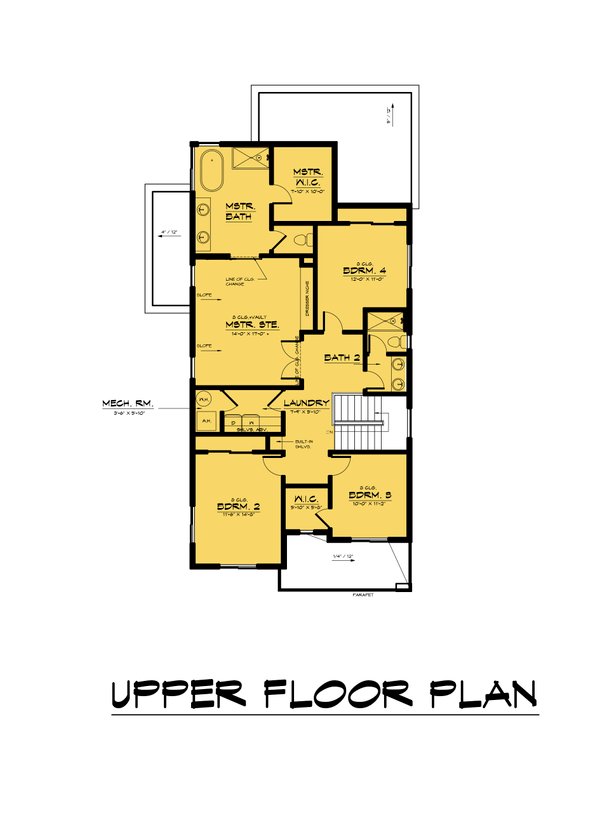 Contemporary Floor Plan - Upper Floor Plan #1066-234