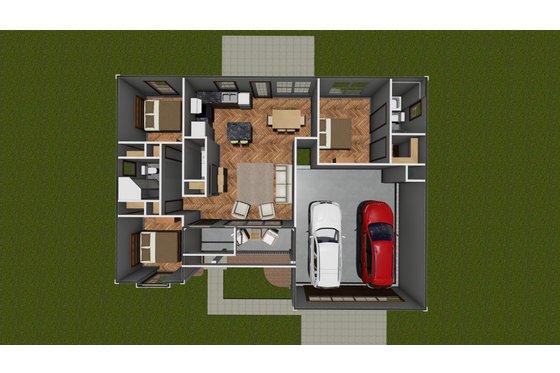 Floor Plan - Main Floor for Cottage House Plan #513-2055 - 3 bed, 2 bath