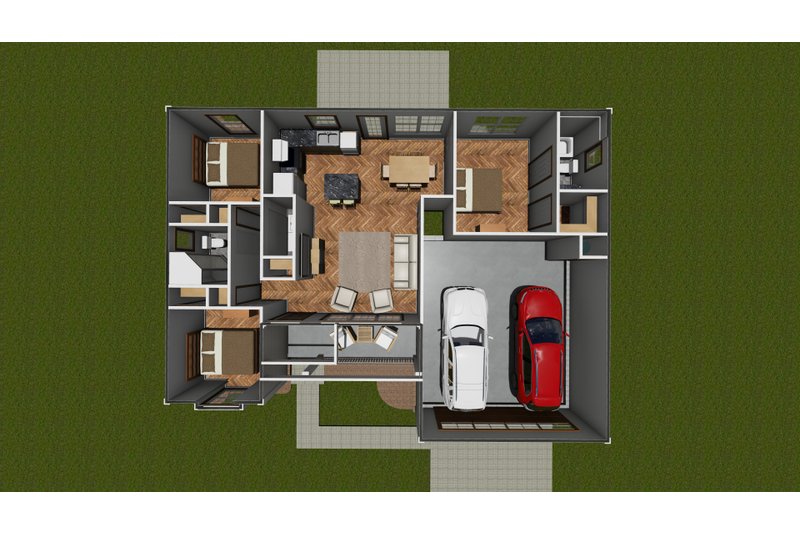 Architectural House Design - Floor Plan - Main Floor for Cottage House Plan #513-2055 - 3 bed, 2 bath
