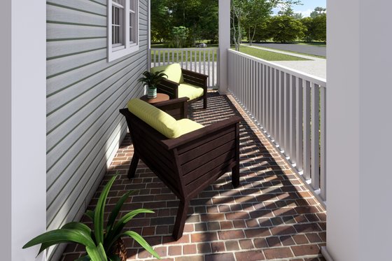 Exterior - Covered Porch 1 House Plan #513-2077 - 3 bed, 2 bath