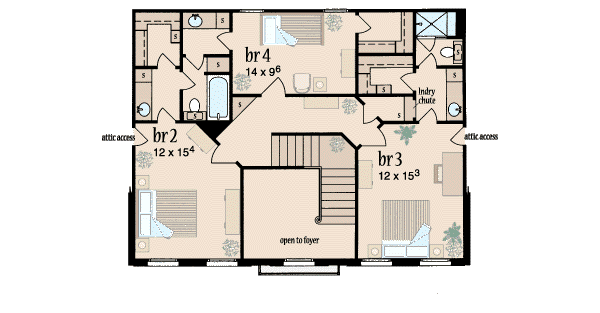 Colonial Floor Plan - Upper Floor Plan #36-231