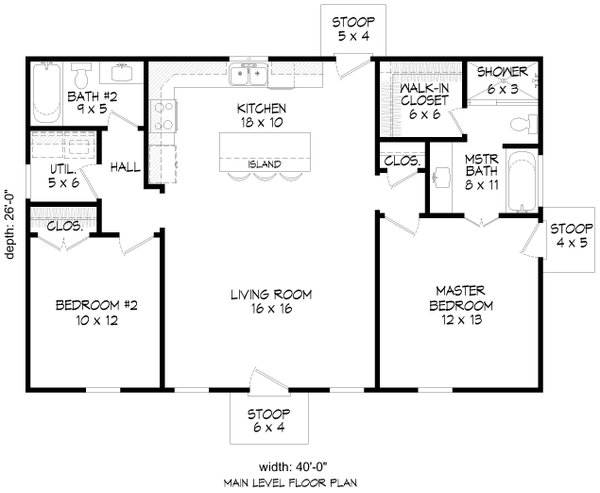 Cottage Floor Plan - Main Floor Plan #932-1007