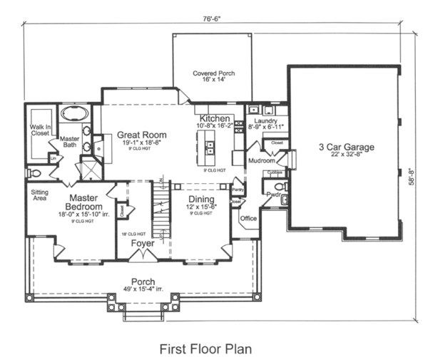 Architectural House Design - Colonial Floor Plan - Main Floor Plan #46-864