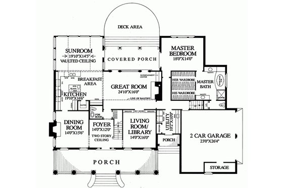 Floor Plan - Main Floor for Southern House Plan #137-185 - 4 bed, 3 bath