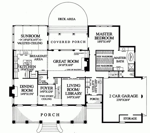 Architectural House Design - Southern Floor Plan - Main Floor Plan #137-185