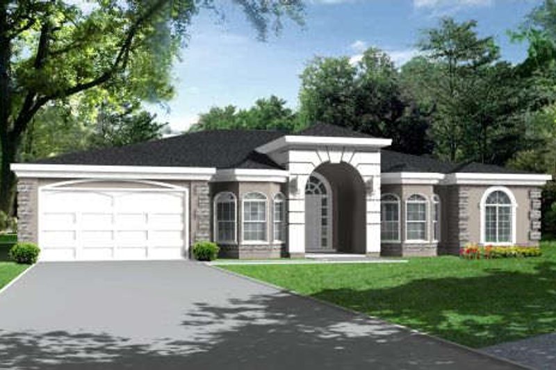 House Design - Adobe / Southwestern Exterior - Front Elevation Plan #1-686