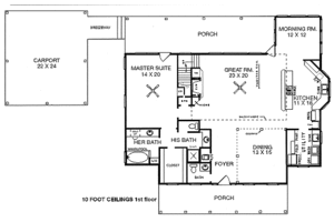 Floor Plan - Main Floor for Country House Plan #14-210 - 3 bed, 2.5 bath