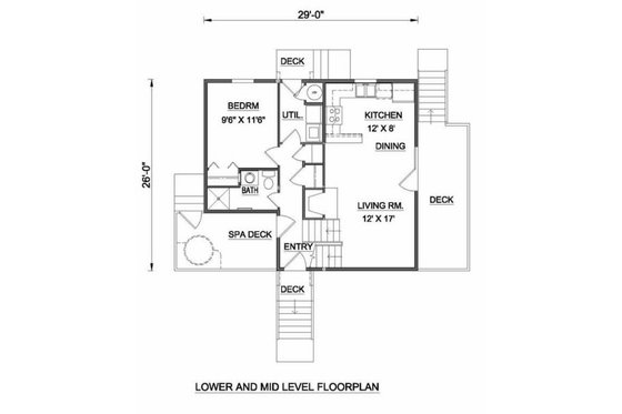Floor Plan - Main Floor for Contemporary House Plan #116-121 - 2 bed, 2 bath