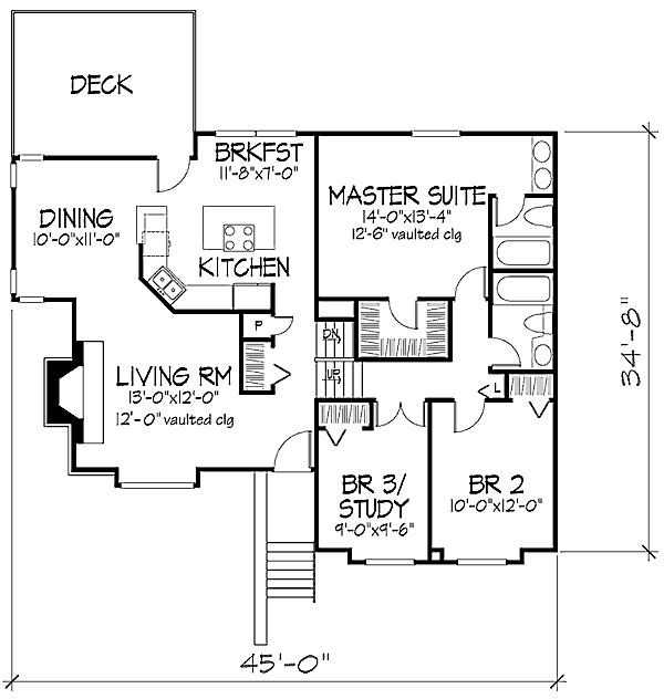 Bungalow Floor Plan - Main Floor Plan #320-344