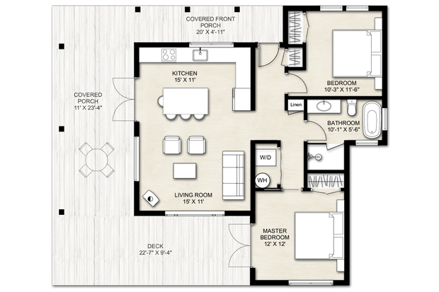 Modern Style House Plan - 2 Beds 1 Baths 915 Sq/Ft Plan #924-29 ...