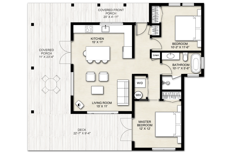 House Blueprint - Floor Plan - Main Floor for Modern House Plan #924-29 - 2 bed, 1 bath