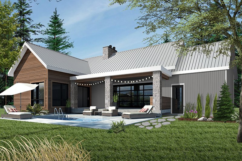 Home Plan - Exterior - Rear Elevation for Bungalow House Plan #23-2797 - 2 bed, 1 bath