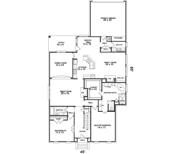 Colonial Floor Plan - Main Floor Plan #81-363