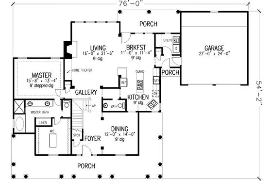 Floor Plan - Main Floor for Country House Plan #410-135 - 4 bed, 3.5 bath