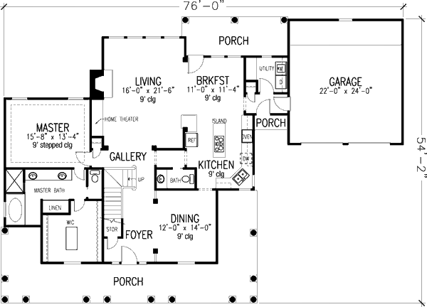 House Design - Country Floor Plan - Main Floor Plan #410-135