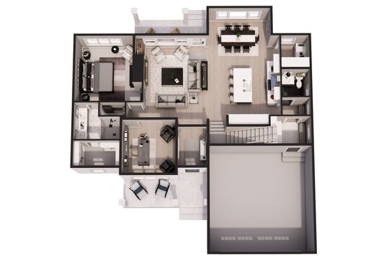 Floor Plan - Main Floor 1 for Craftsman House Plan #51-1373 - 4 bed, 3.5 bath