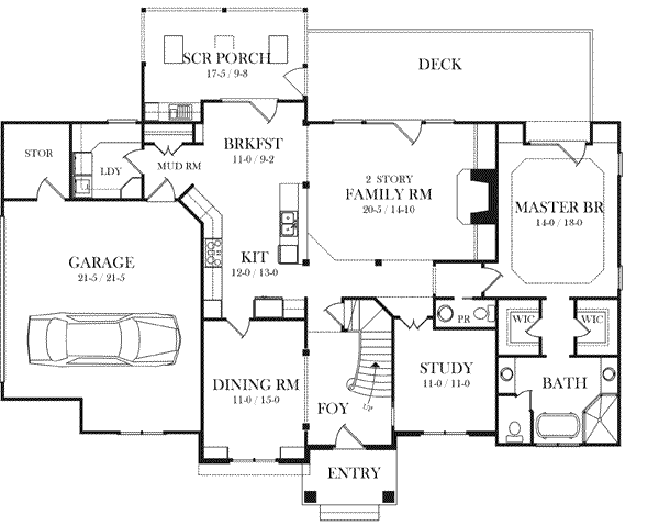 Craftsman Floor Plan - Main Floor Plan #71-145
