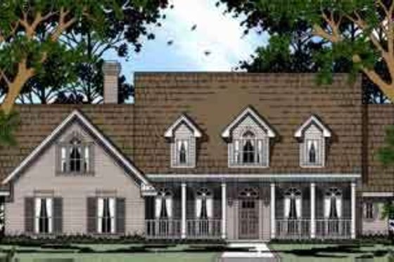 Exterior - Front Elevation for Country House Plan #42-339 - 4 bed, 2 bath