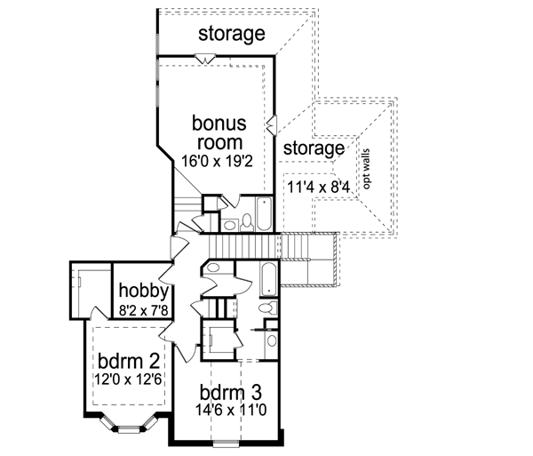 Traditional Floor Plan - Upper Floor Plan #84-523