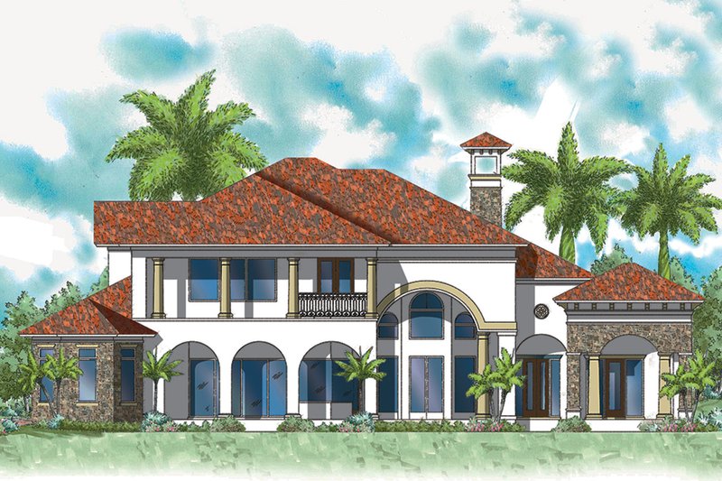 House Plan Design - Exterior - Rear Elevation for Mediterranean House Plan #930-492 - 4 bed, 4.5 bath