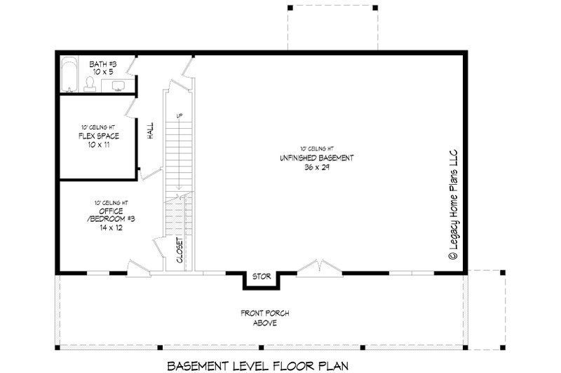 Architectural House Design - Floor Plan - Lower Floor for Country House Plan #932-1017 - 3 bed, 3 bath