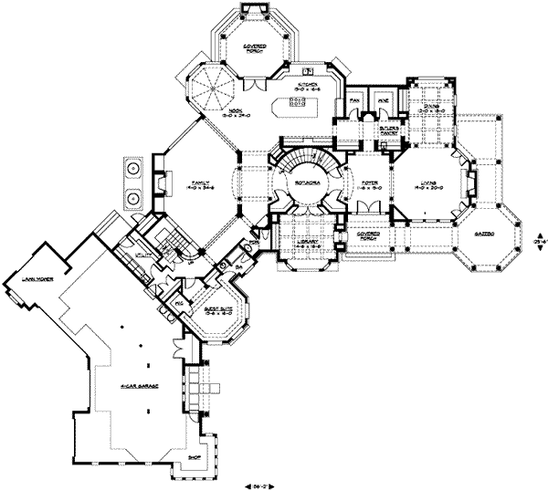 Home Plan - craftsman style mansion, main floor plan