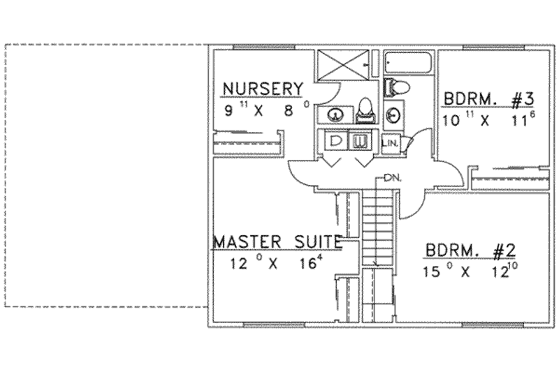 Dream House Plan - Floor Plan - Upper Floor for Traditional House Plan #117-436 - 3 bed, 2 bath